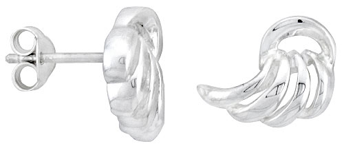Sterling Silver Wings Post Earrings, 3/8 inch wide