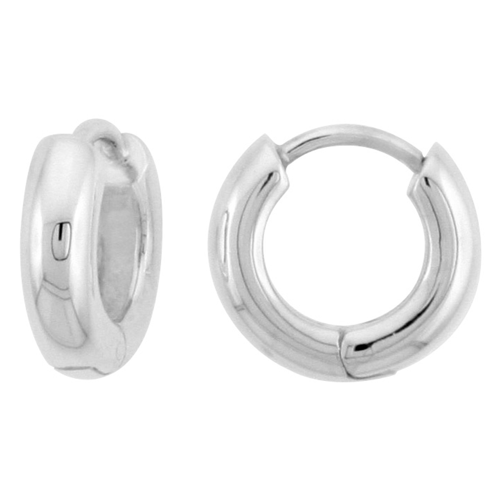 Sterling Silver Huggie Earrings U-Shape Flawless Finish, 7/16 inch