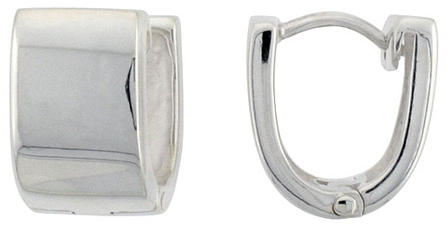 Sterling Silver Huggie Earrings U-Shape Flawless Finish, 1/2 inch