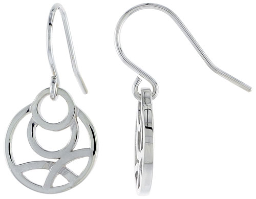Sterling Silver Round Hook Earrings, 1/2 inch long
