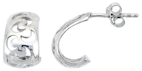 Sterling Silver Half-moon Post Earrings, 1/2 inch long