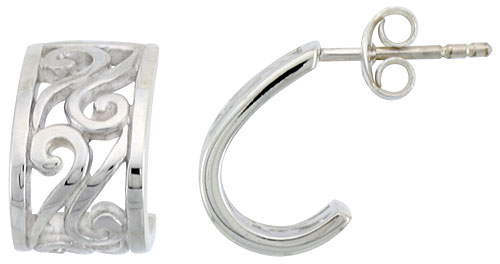 Sterling Silver Spiral Post Earrings, 1/2 inch long