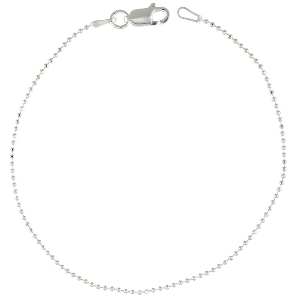 Sterling Silver Faceted fine Pallini Bead Ball Chain Necklaces & Bracelets 1.2mm Nickel Free, 16-18 inch