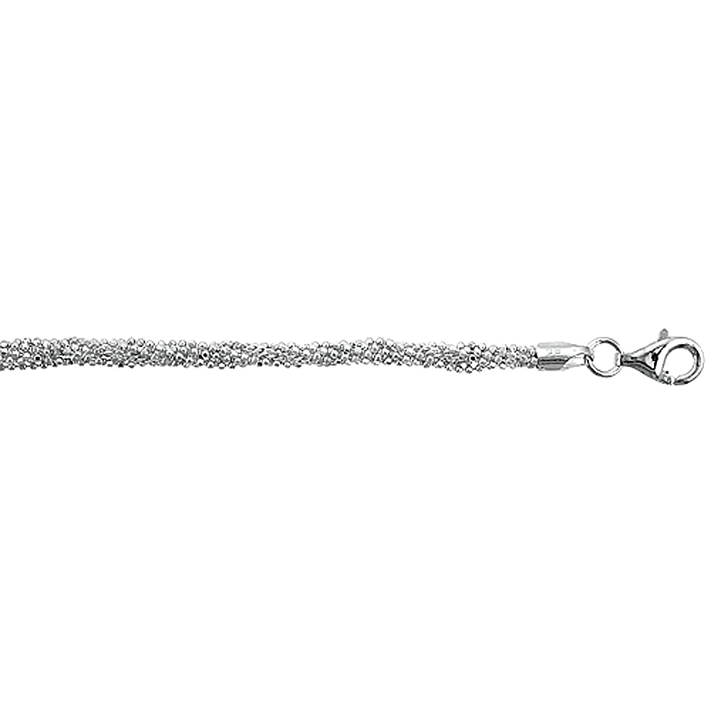 Sterling Silver 7 Strand Faceted Pallini Bead Ball Chain Necklace 1.2mm Nickel Free Italy, 7-18 inch