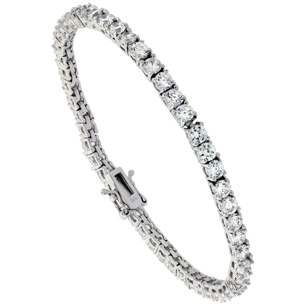 Sterling Silver CZ Tennis Bracelet 8.3 ct. size 3.5 mm stones Rhodium finished, 7.5 inches