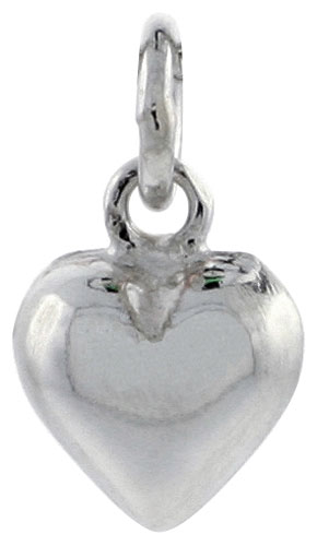 Sterling Silver High Polished Tiny 5/16&quot; Puffed Heart, with 18&quot; Box chain.