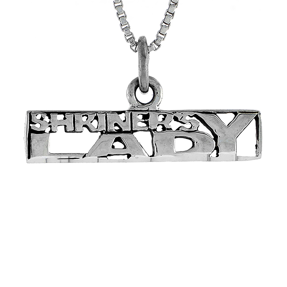 Sterling Silver SHRINER&#039;S LADY Word Necklace on an 18 inch Box Chain