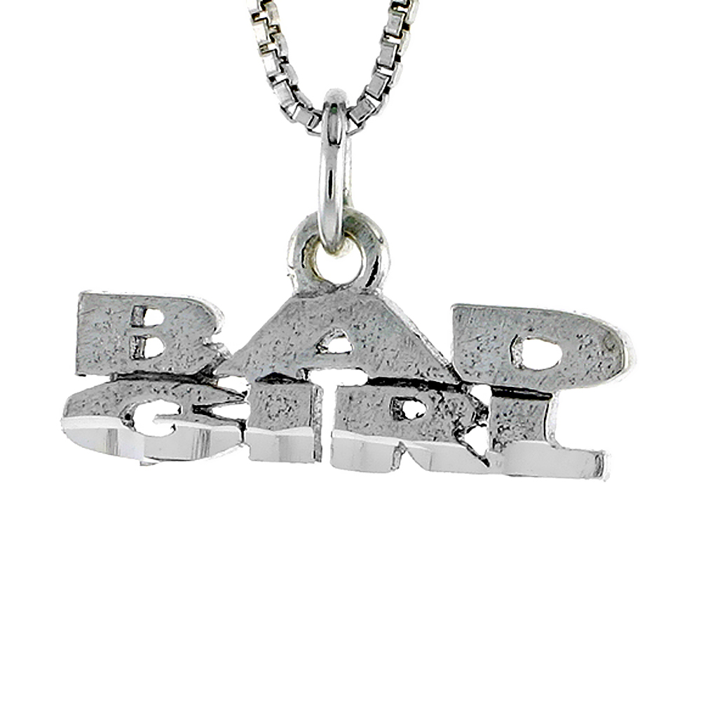 Sterling Silver BAD GIRL Word Necklace on an 18 inch Box Chain