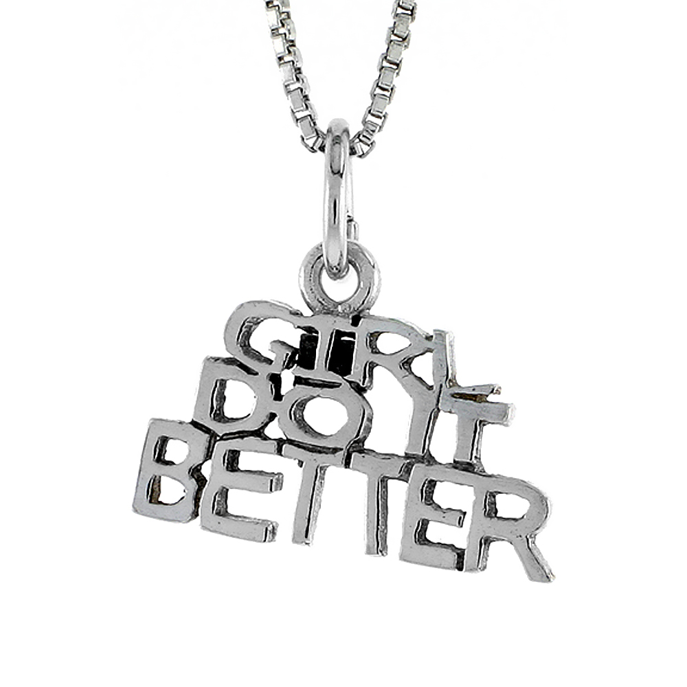 Sterling Silver GIRL DO IT BETTER Word Necklace on an 18 inch Box Chain