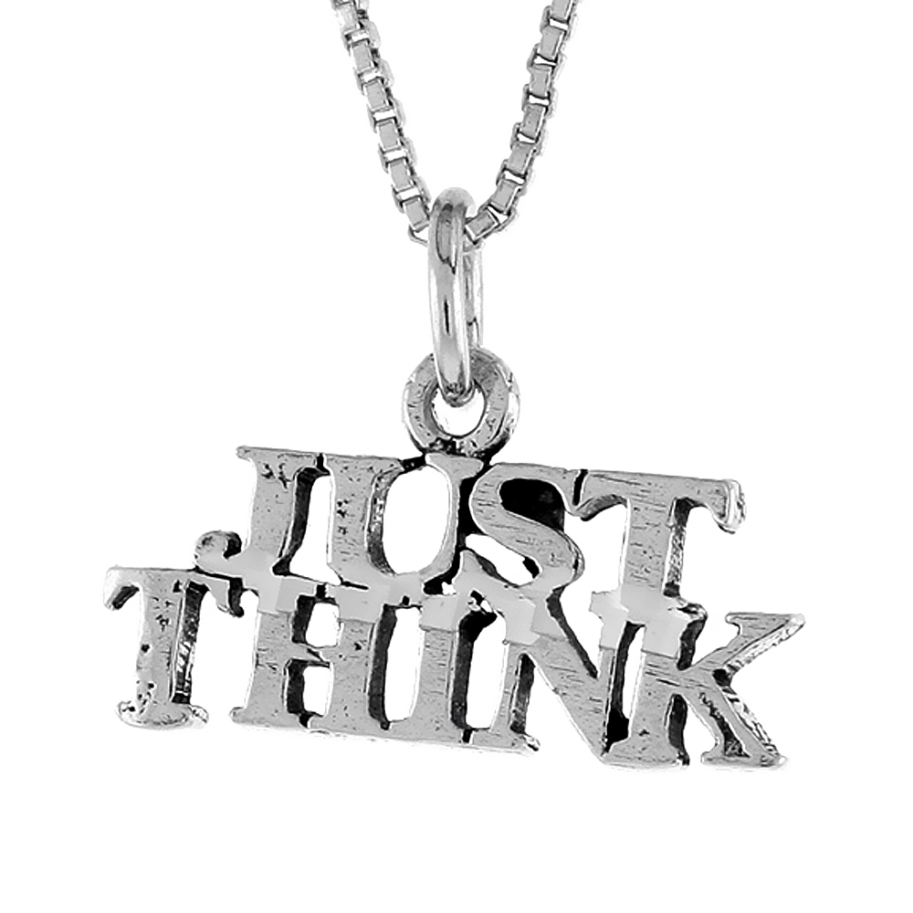 Sterling Silver JUST THINK Word Necklace on an 18 inch Box Chain