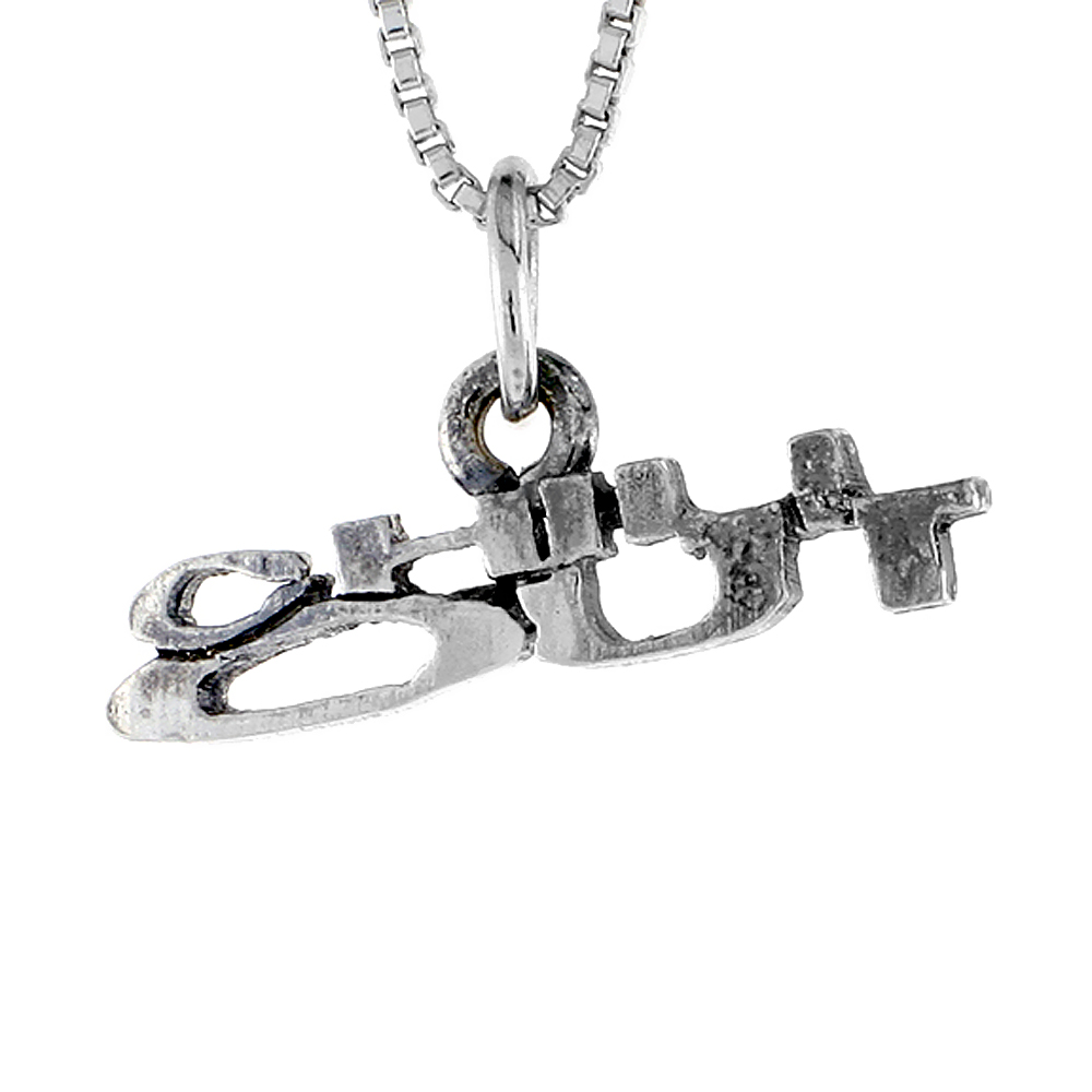 Sterling Silver CHILL OUT Word Necklace on an 18 inch Box Chain