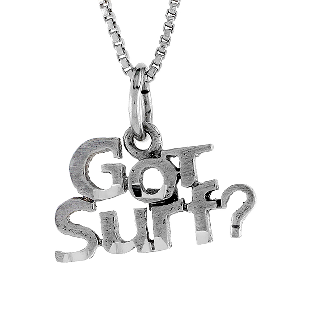 Sterling Silver GOT SURF Word Necklace on an 18 inch Box Chain