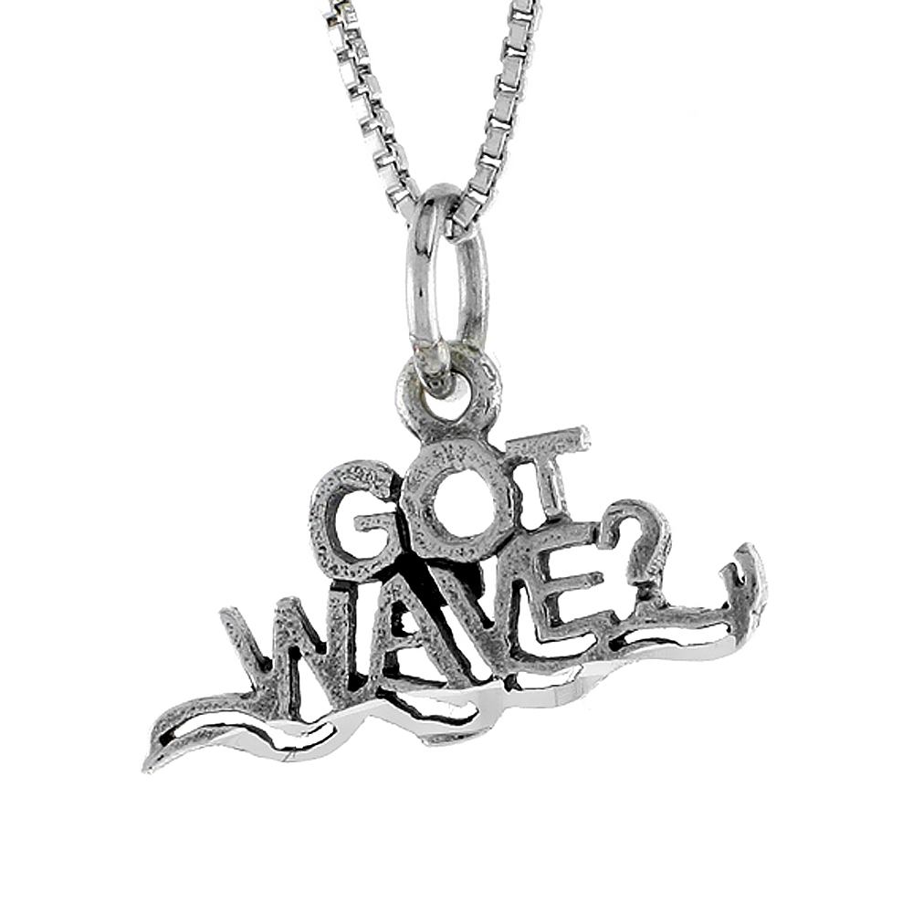 Sterling Silver GOT WAVE Word Necklace on an 18 inch Box Chain