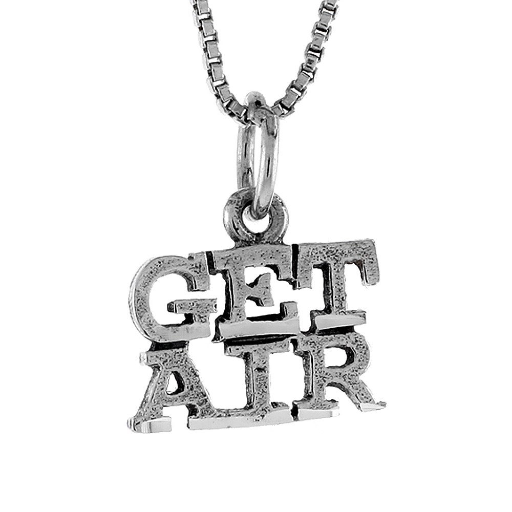 Sterling Silver GET AIR Word Necklace on an 18 inch Box Chain