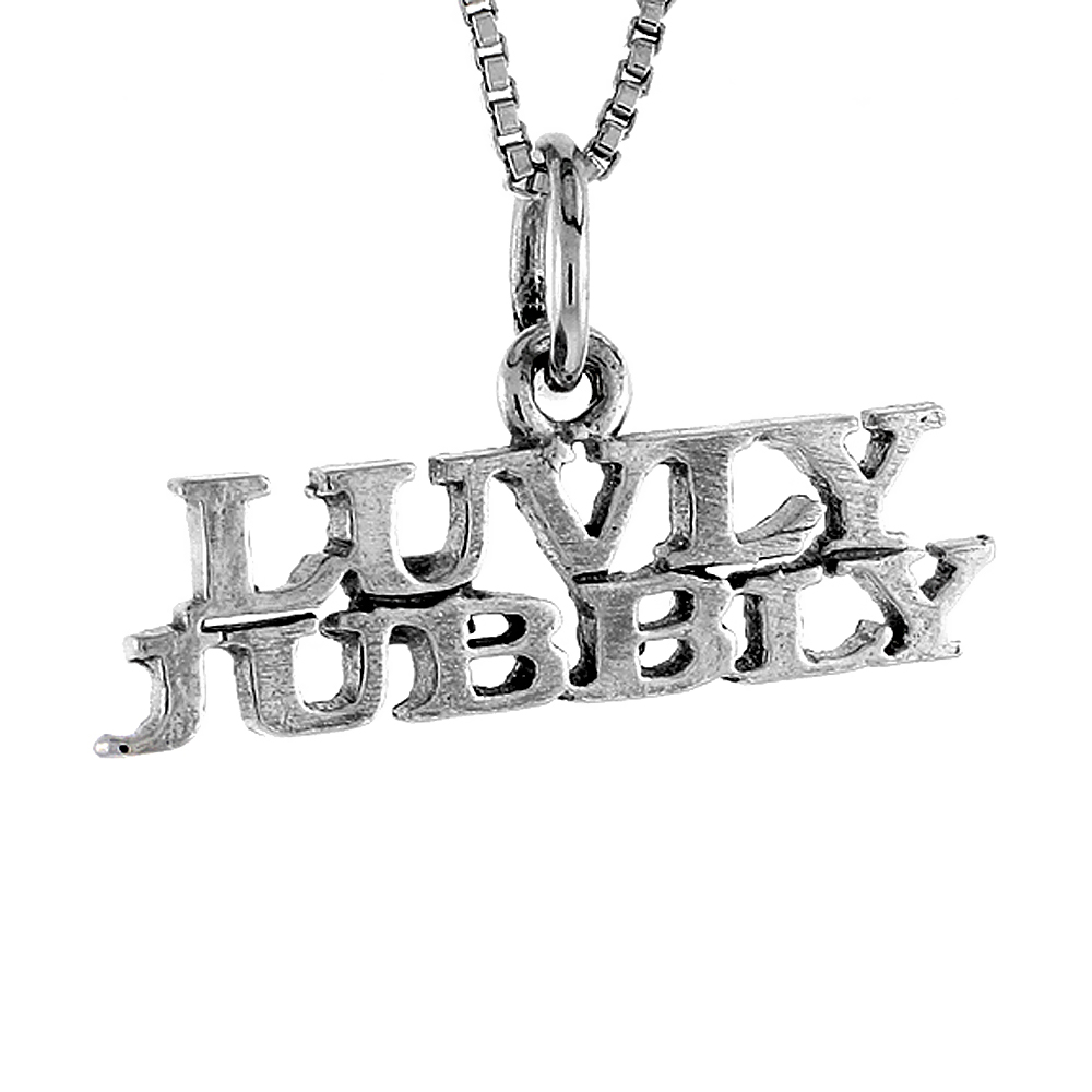 Sterling Silver LUVLY JUBBLY Word Necklace on an 18 inch Box Chain