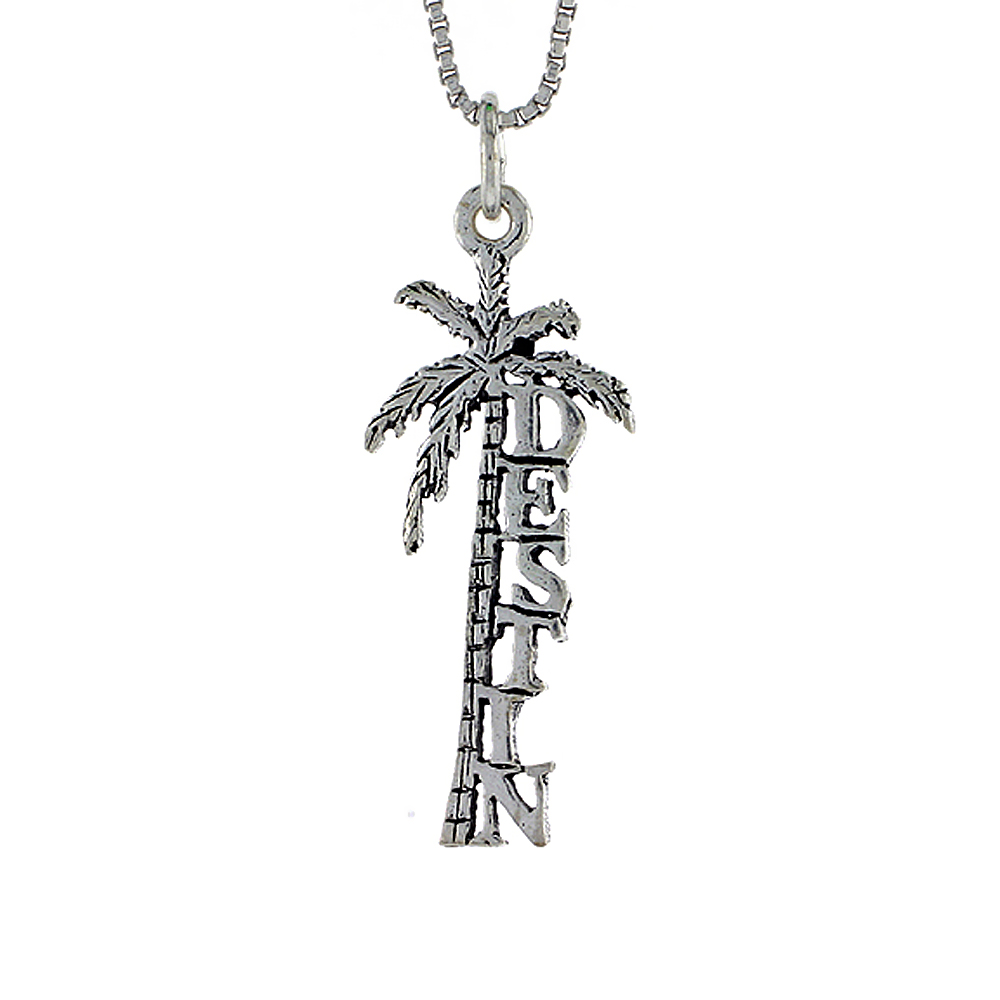 Sterling Silver DESTIN Word Necklace on an 18 inch Box Chain