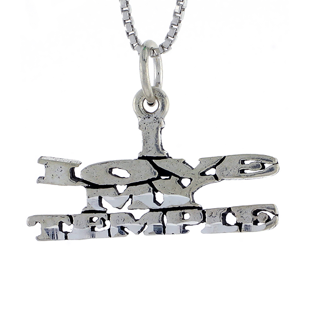 Sterling Silver I LOVE MY TEMPLE Word Necklace on an 18 inch Box Chain