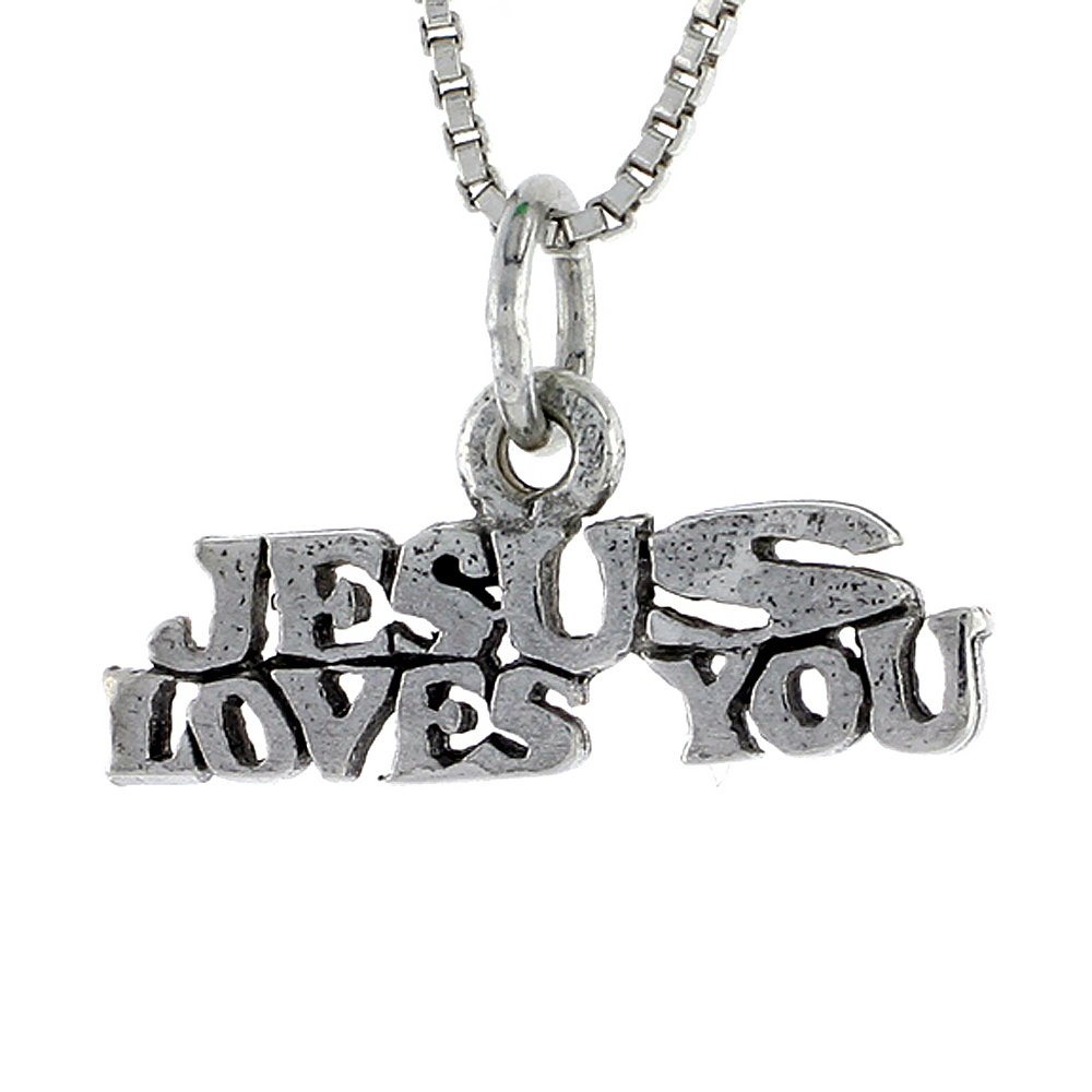 Sterling Silver JESUS FOUND YOU Word Necklace on an 18 inch Box Chain