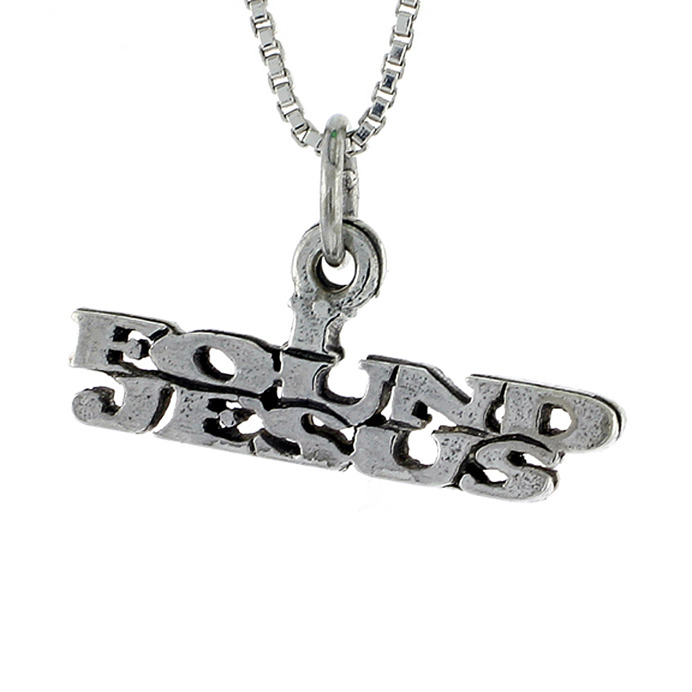 Sterling Silver I FOUND JESUS Word Necklace on an 18 inch Box Chain