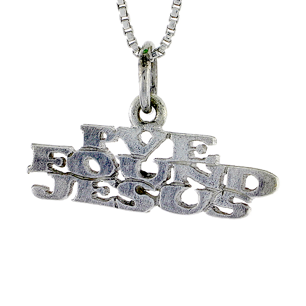Sterling Silver I'VE FOUND JESUS Word Necklace on an 18 inch Box Chain