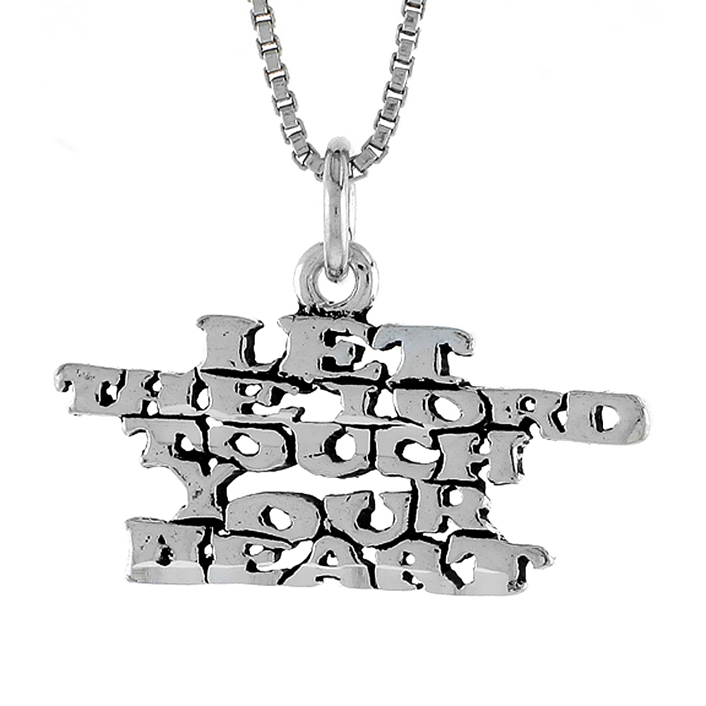 Sterling Silver LET THE LORD TOUCH YOUR HEART Word Necklace on an 18 inch Box Chain