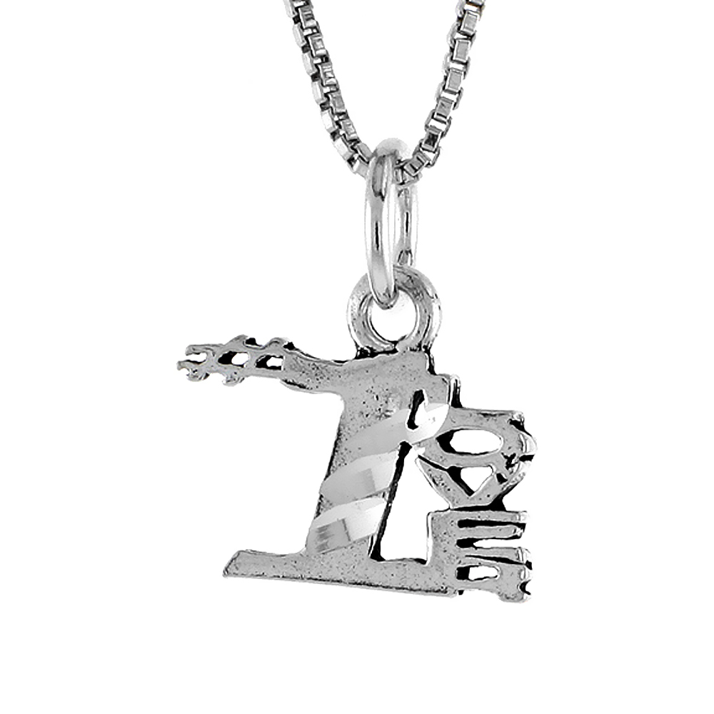 Sterling Silver #1 LOVE Word Necklace on an 18 inch Box Chain