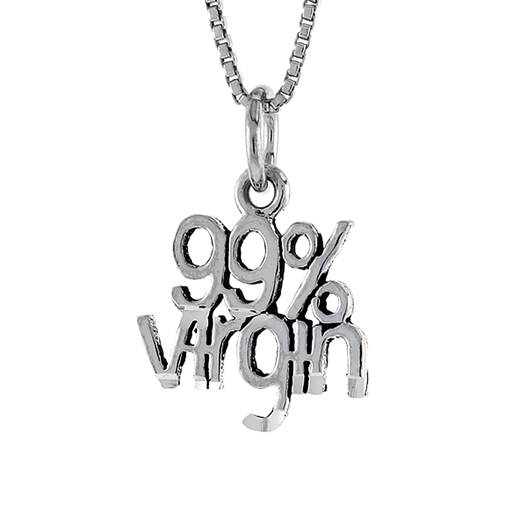 Sterling Silver 99% VIRGIN Word Necklace on an 18 inch Box Chain