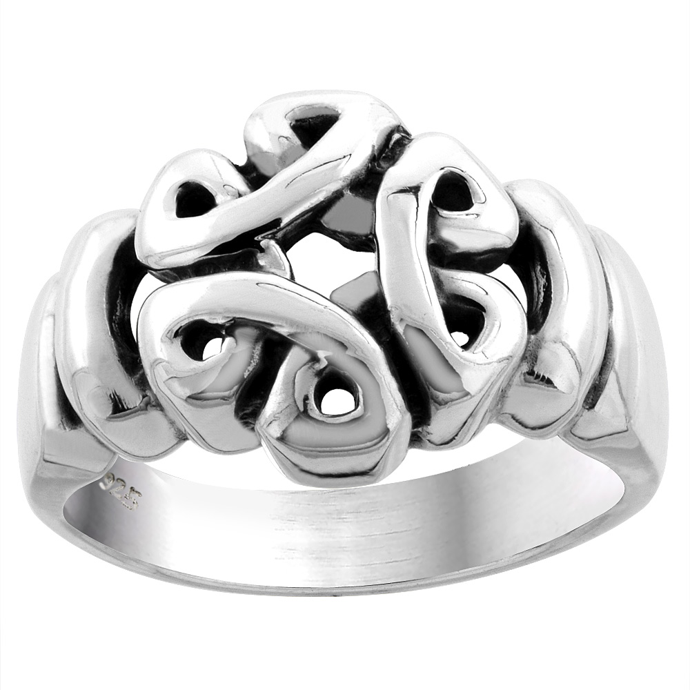 Sterling Silver Celtic Knot Ring 7/16 inch wide, sizes 5 - 13