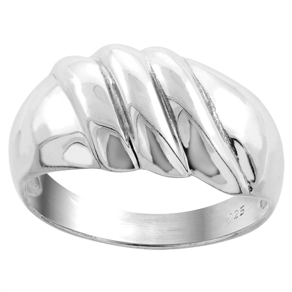 Sterling Silver Scalloped Dome Ring 7/16 inch wide, sizes 6 - 13