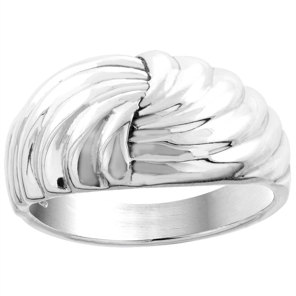 Sterling Silver Scalloped Dome Ring 7/16 inch wide, sizes 5 - 14