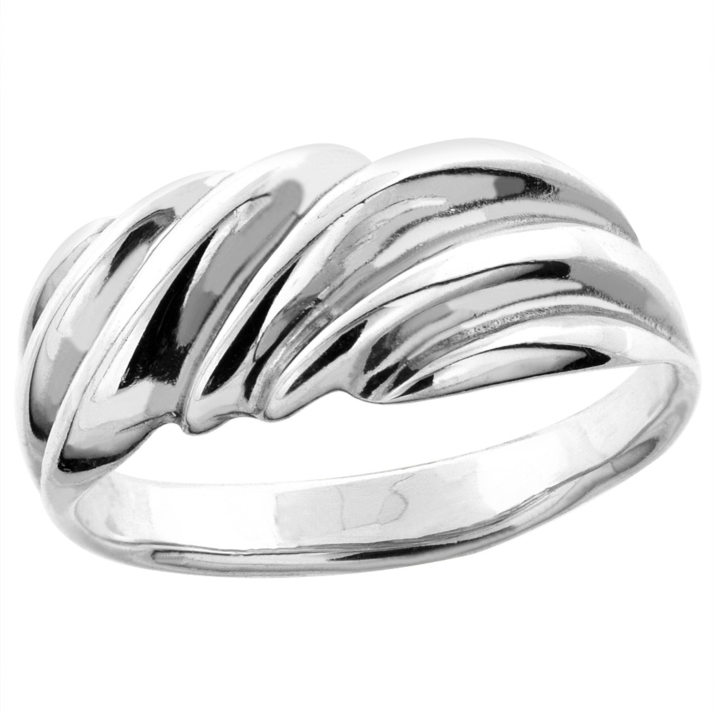 Sterling Silver Scalloped Dome Ring 3/8 inch wide, sizes 4 - 14