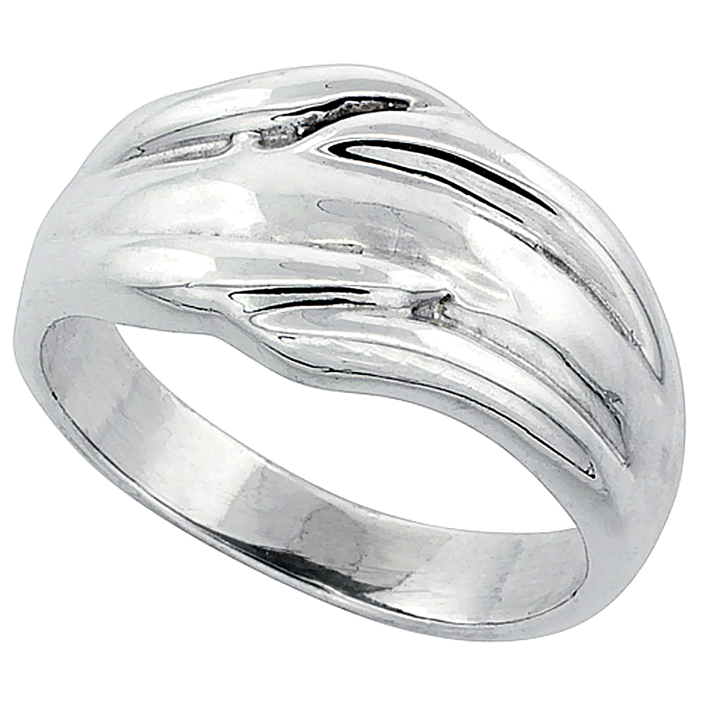 Sterling Silver Freeform Dome Ring 1/2 inch wide, sizes 5 - 14