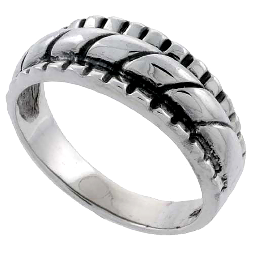 Sterling Silver Rope Design Ring 1/4 inch, sizes 5 - 14