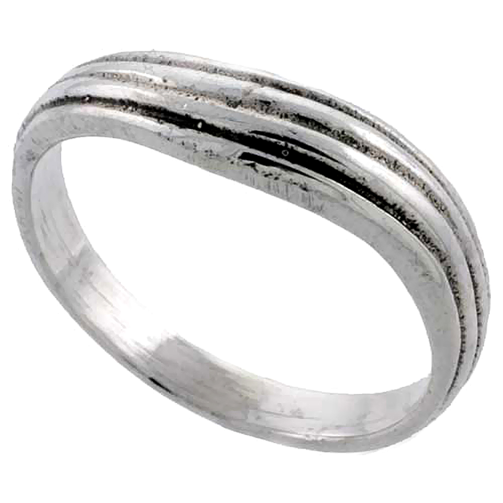 Sterling Silver Wavy Ring 3/16 inch wide, sizes 4 - 12