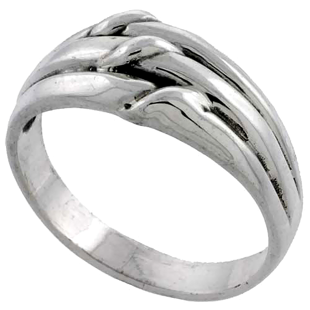 Sterling Silver Grooved Knot Ring 3/8 inch wide, sizes 5 - 13