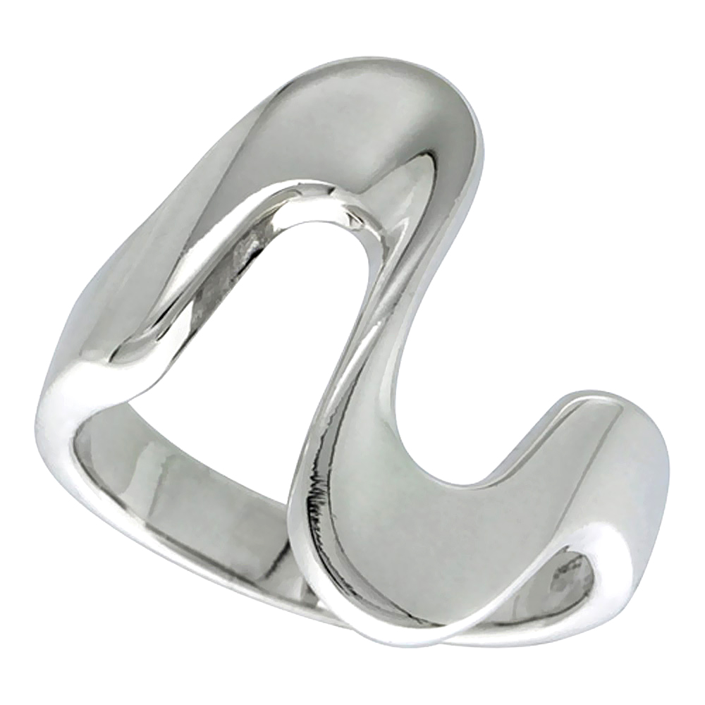 Sterling Silver Wave Ring 7/8 inch, sizes 6 - 11