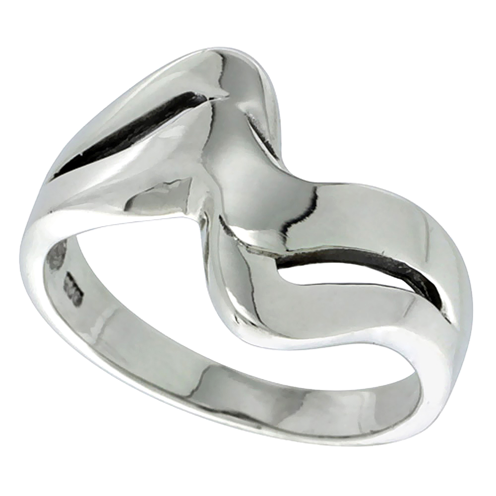 Sterling Silver Freeform Ring 1/2 inch wide, sizes 6 - 13