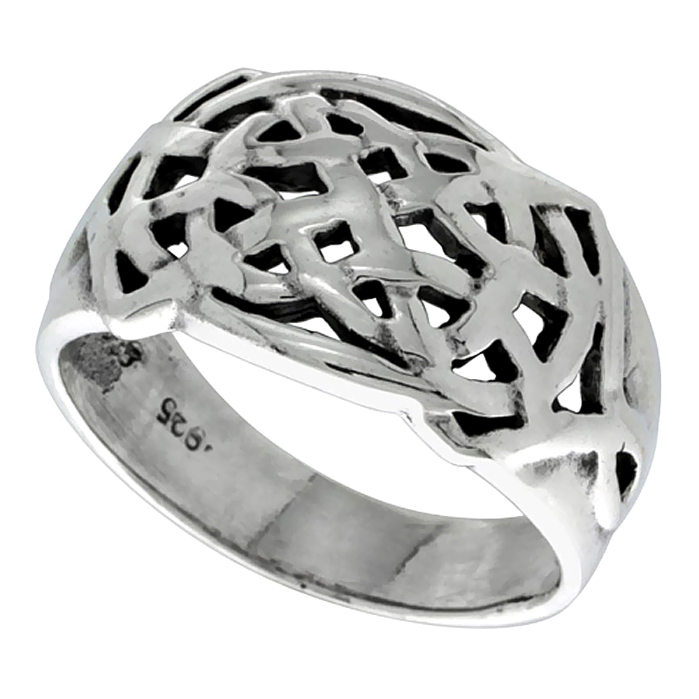 Sterling Silver Celtic Knot Ring 1/2 inch wide, sizes 5 - 14