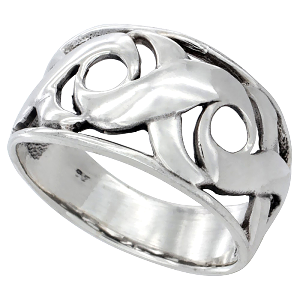 Sterling Silver Swirl Ring 1/2 inch wide, sizes 4 - 14
