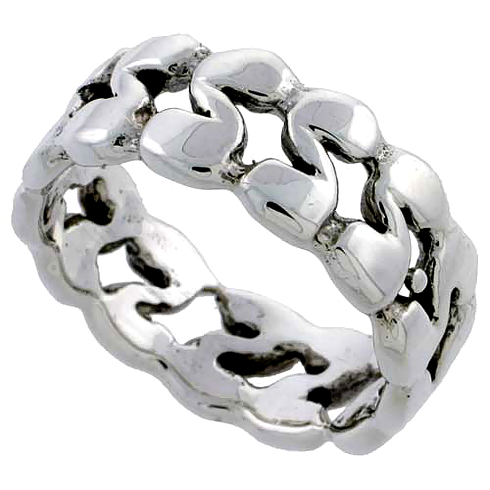 Sterling Silver S Swirl Ring 3/8 inch wide, sizes 6 - 10