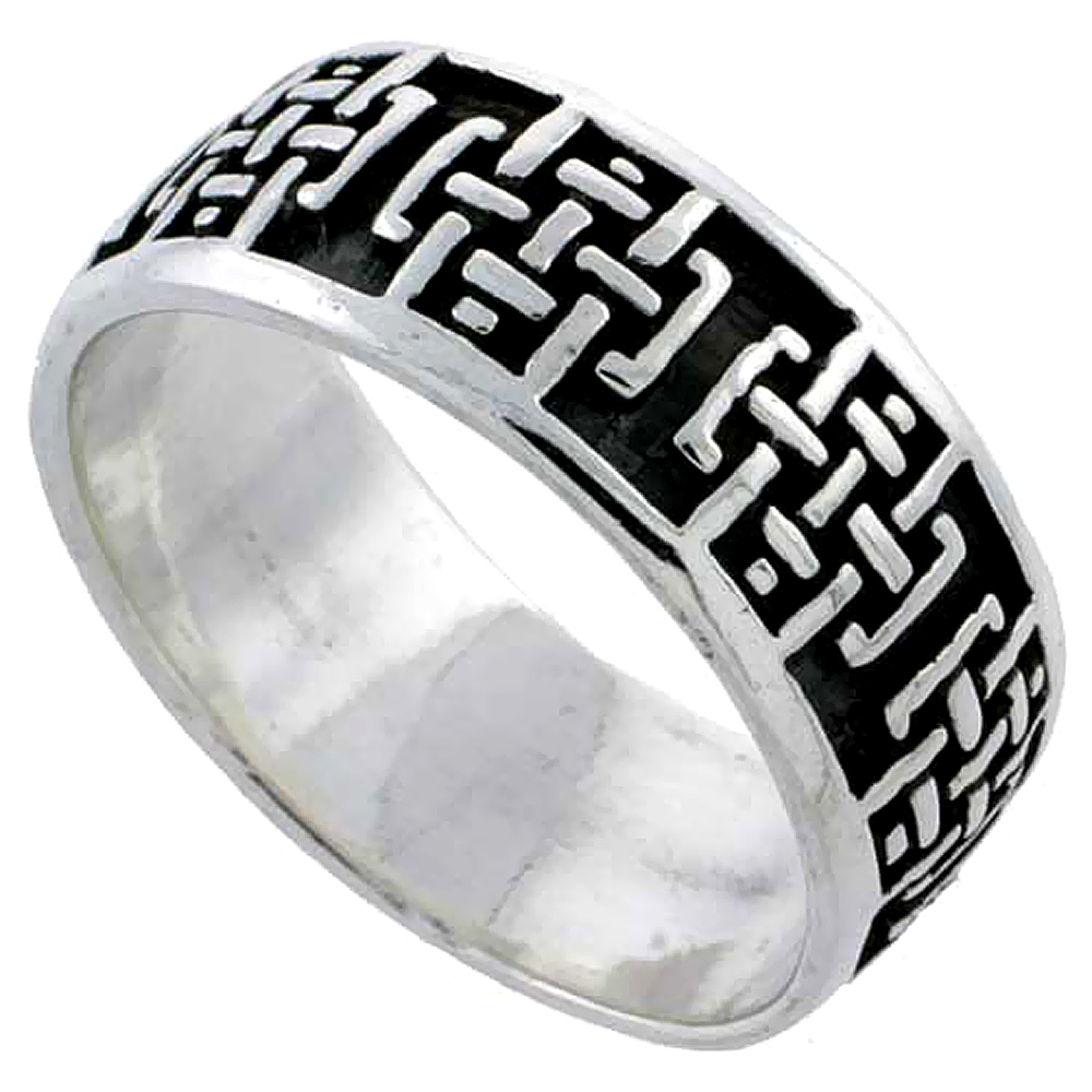 Sterling Silver Celtic Cross Ring Wedding Band Thumb Ring 1/4 inch wide, sizes 5 - 10