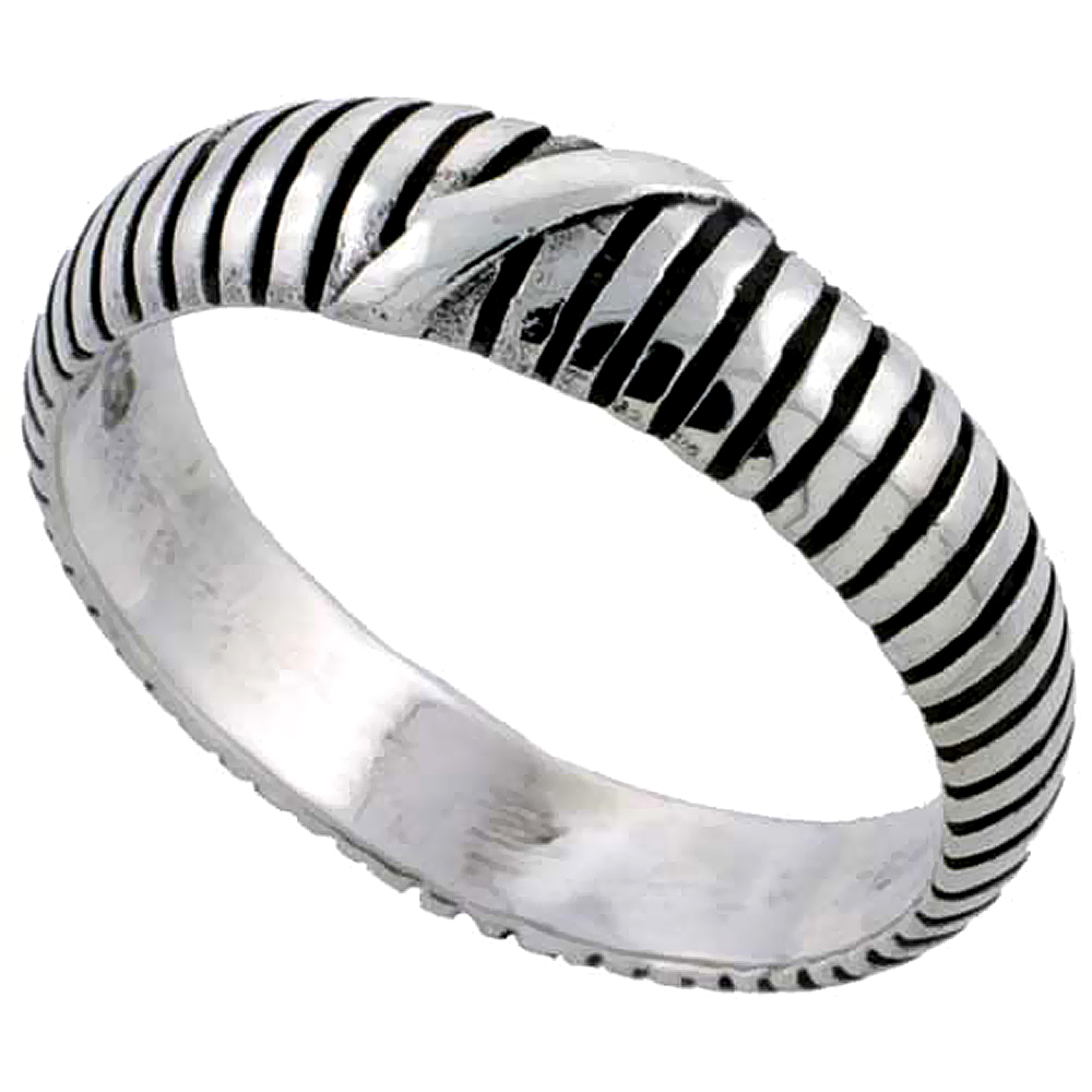 Sterling Silver Striped Ring 3/16 inch wide, sizes 6 - 10