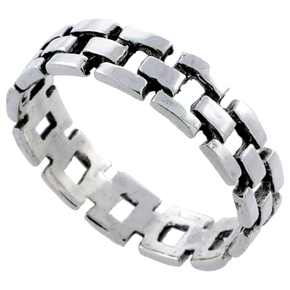 Sterling Silver Bar Links Stackable Ring 3/16 inch wide, sizes 4 - 10