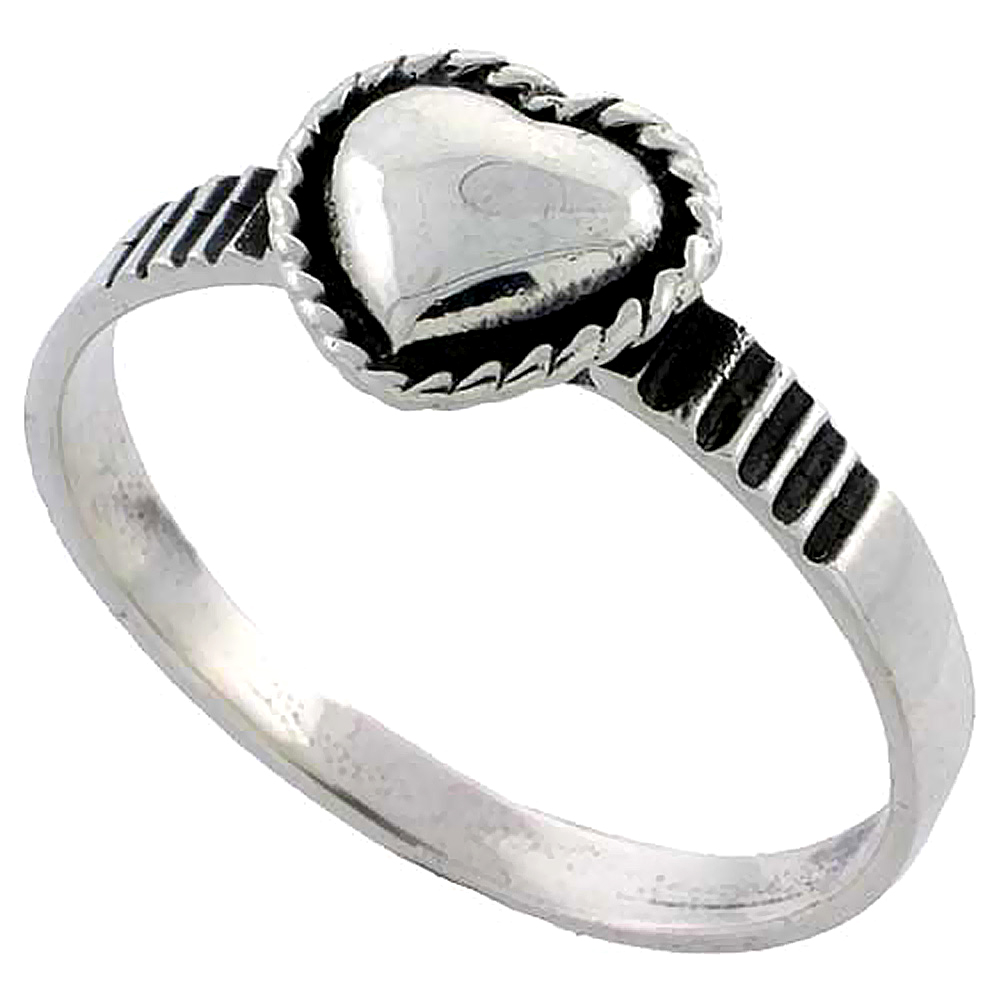 Sterling Silver Heart Ring 5/16 inch wide, sizes 4 - 12