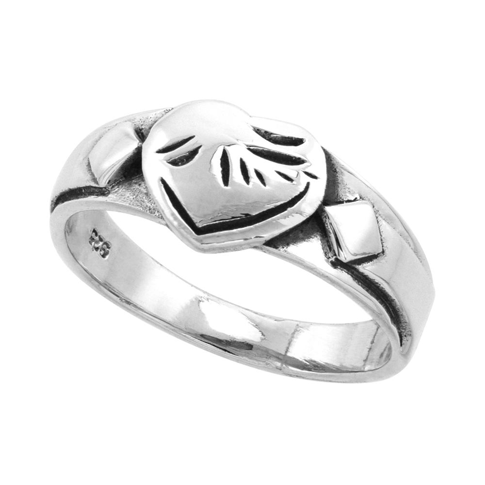 Sterling Silver Heart Ring 1/4 inch, sizes 4 - 11