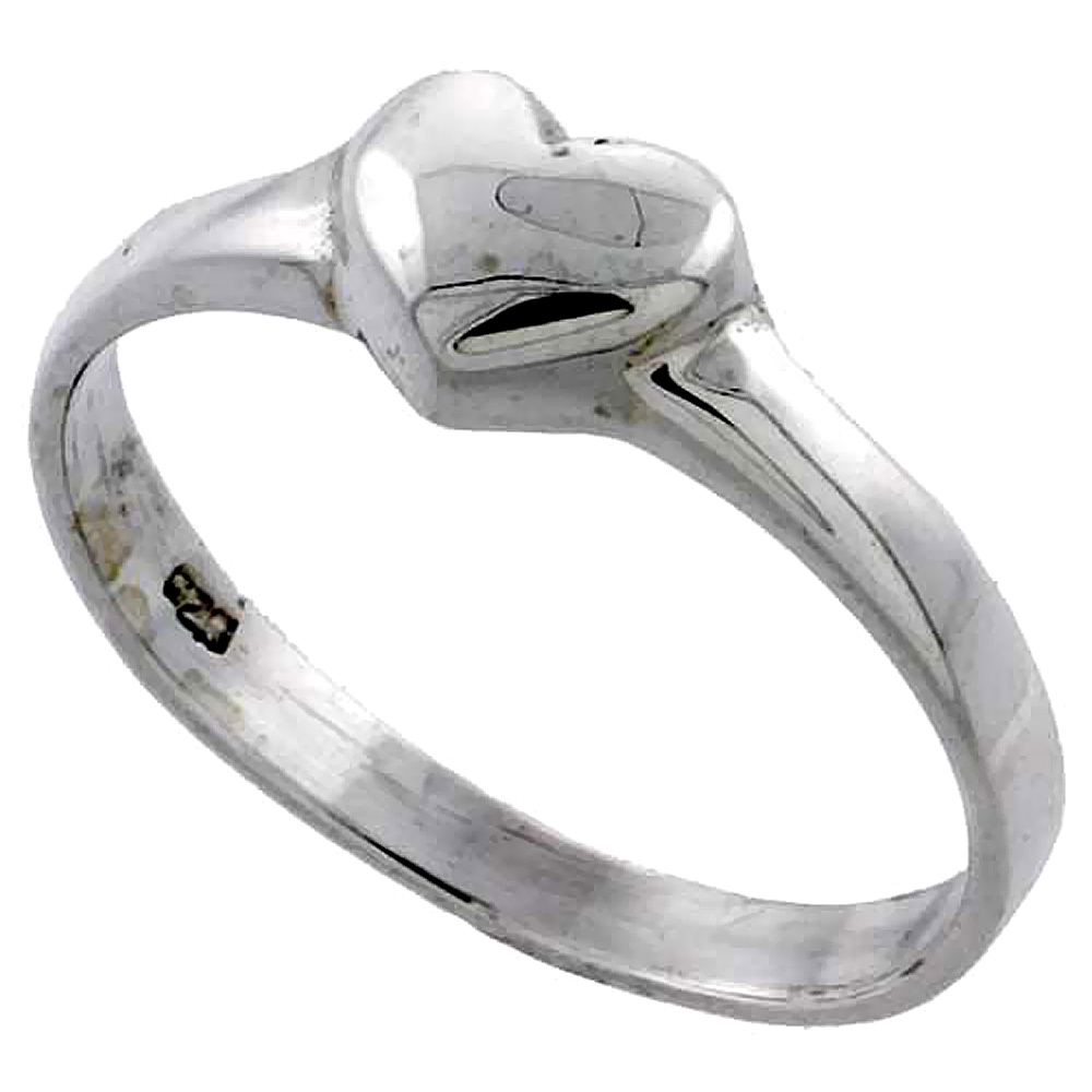 Sterling Silver Heart Ring 1/4 inch wide, sizes 3 - 10