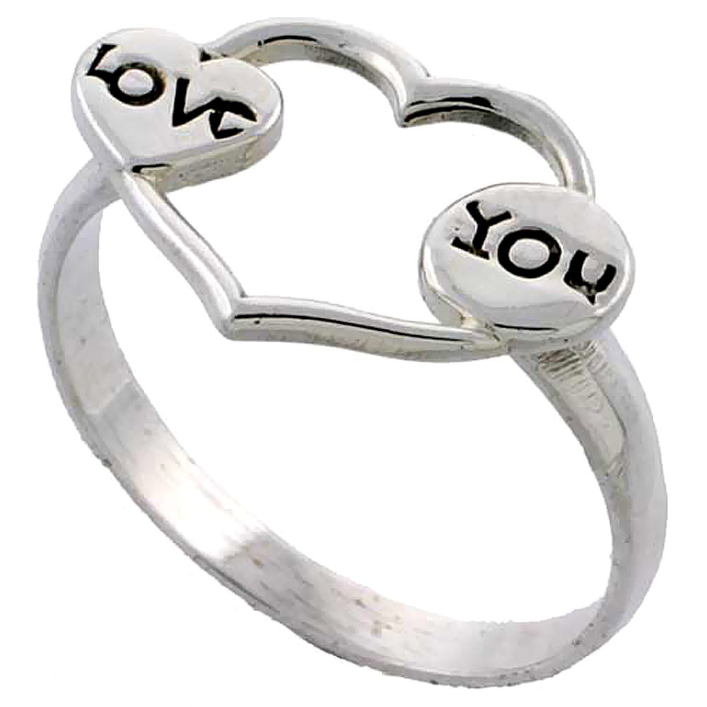 Sterling Silver LOVE Heart Ring 1/2 inch wide, sizes 5 - 11