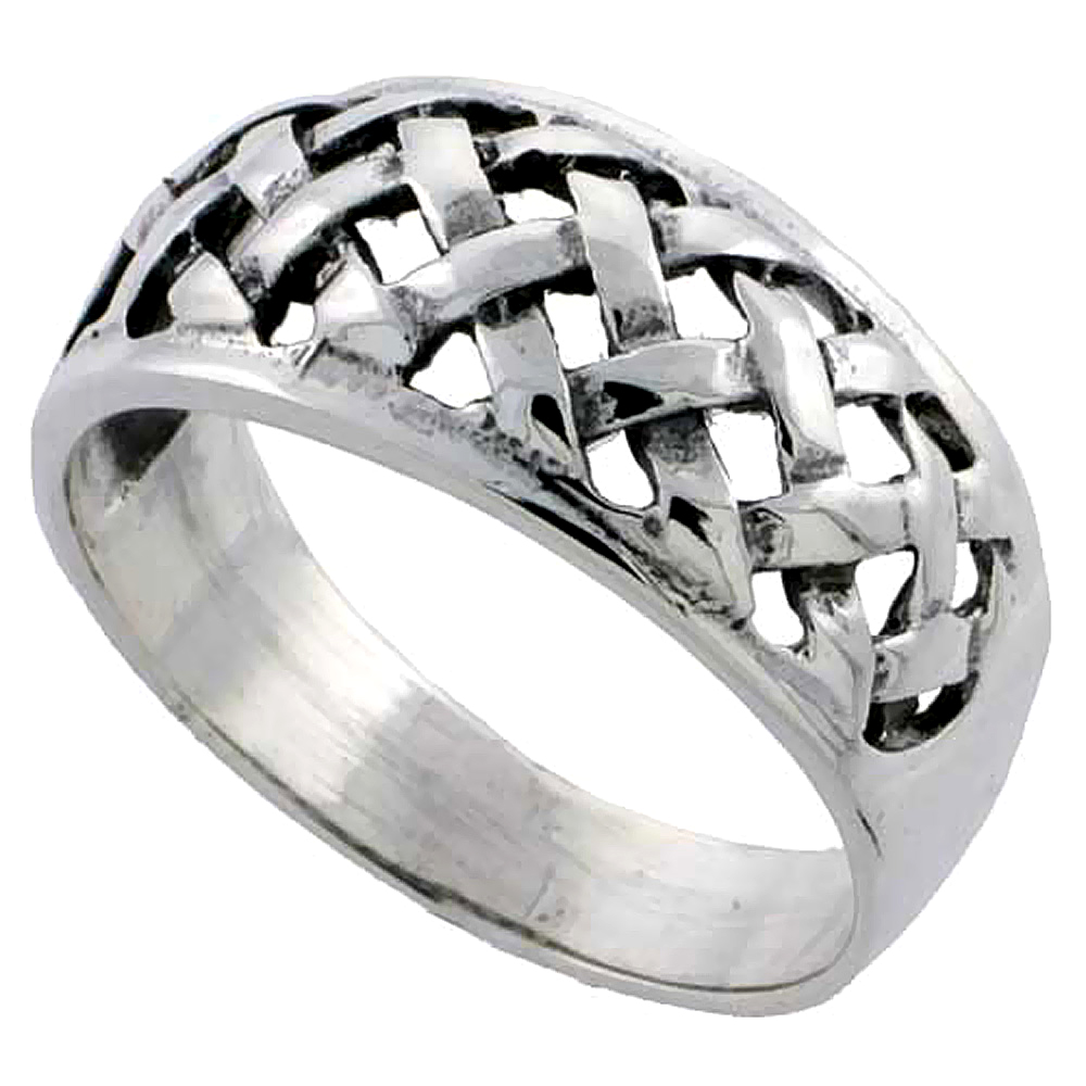 Sterling Silver Basket Weave Ring 3/8 inch wide, sizes 6 - 10