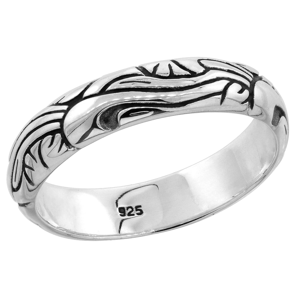 Sterling Silver Art Nouveau Stackable Ring 1/8 inch wide, sizes 6 - 10