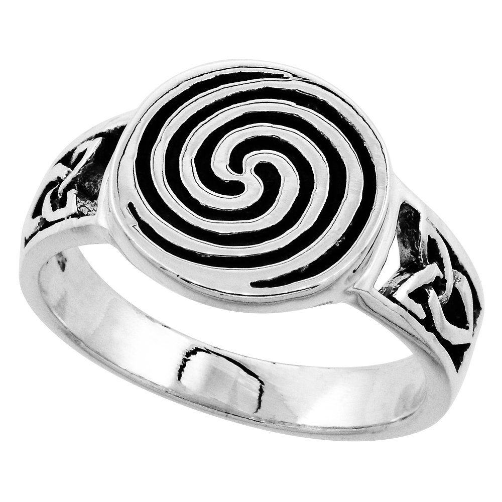 Sterling Silver Celtic Spiral Ring 1/2 inch wide, sizes 6 - 10